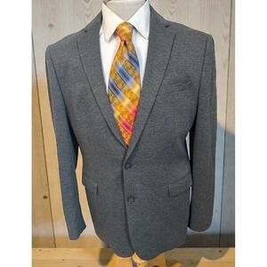 New Express Mens Sport Coat 44R Slim Fit Jacket Blazer Solid Gray Flannel NWOT